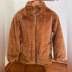 Elie Tahari Faux Fur Jacket with Cinched Waist.